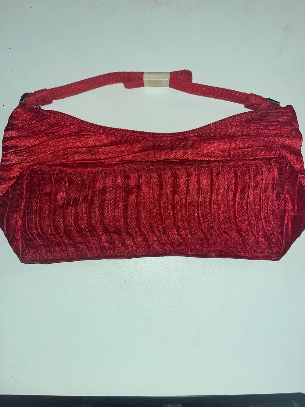 Satin Pleat Red Wristlet Clutch NWOT